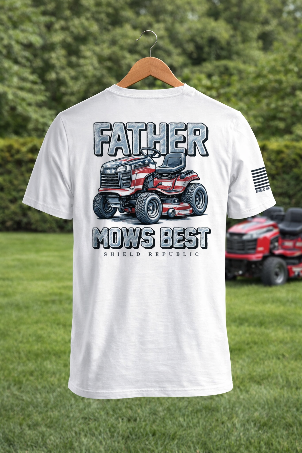 Father Mows Best Stars and Stripes