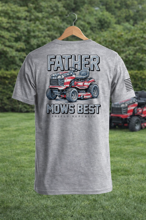 Father Mows Best Stars and Stripes