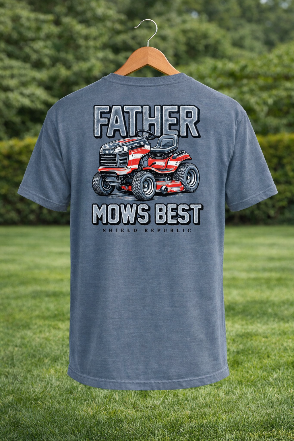 Father Mows Best Stars and Stripes