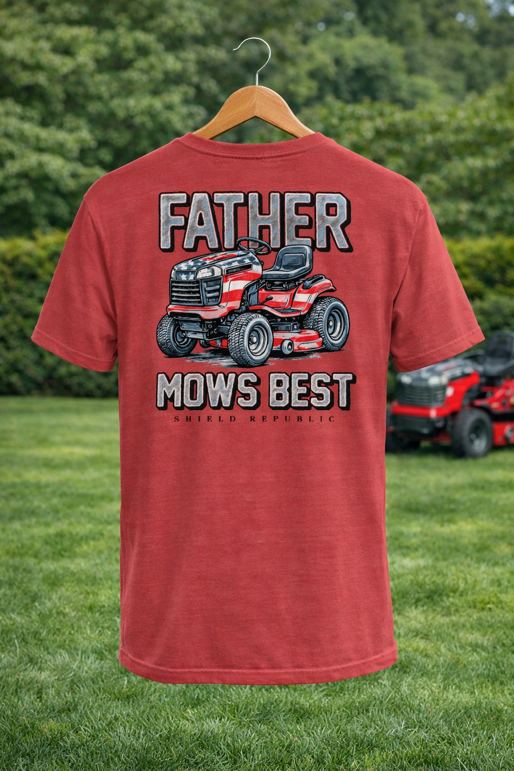 Father Mows Best Stars and Stripes