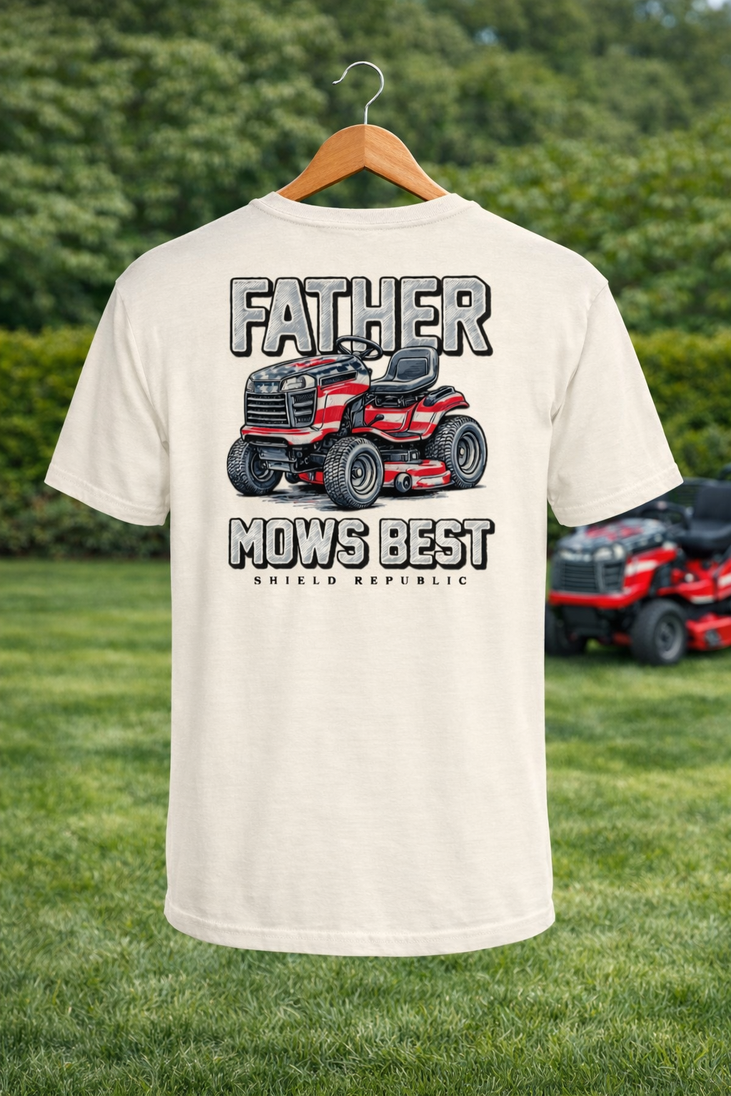 Father Mows Best Stars and Stripes