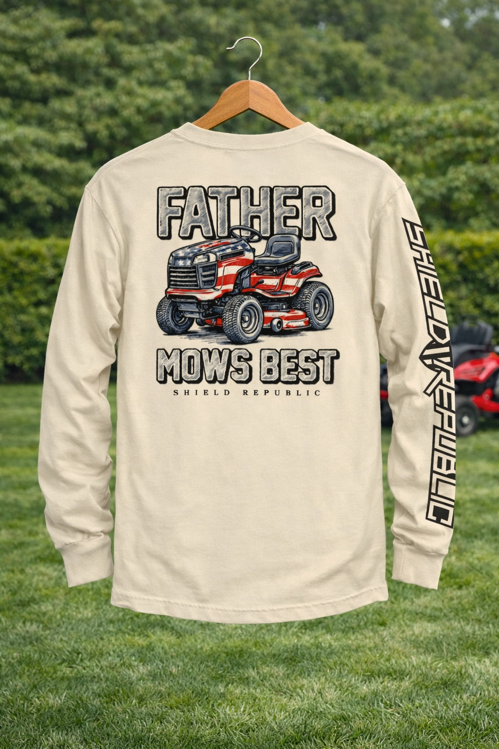 Father Mows Best Stars and Stripes